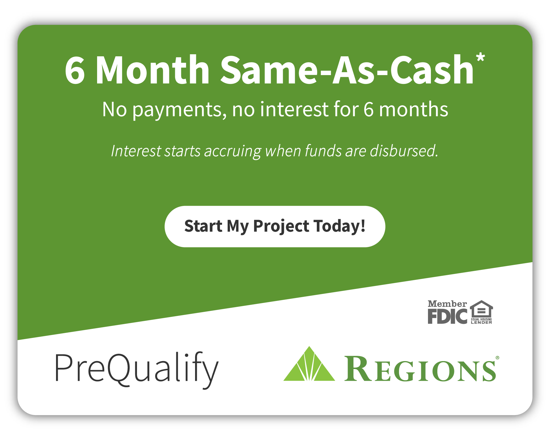 PreQualify for 6 months Same-As-Cash financing with Southern Windows & Doors