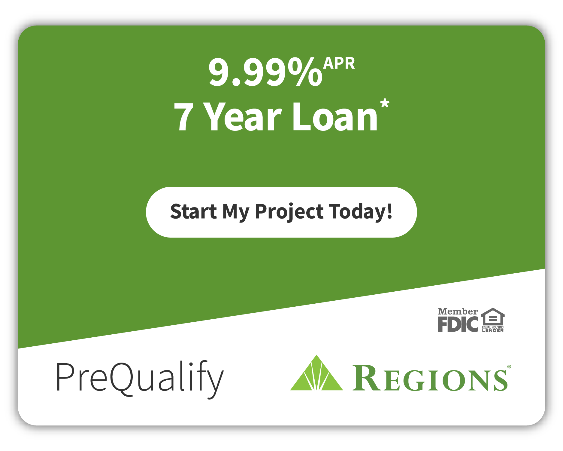 PreQualify for a 7 Year Loan at 9.99% financing with Southern Windows & Doors